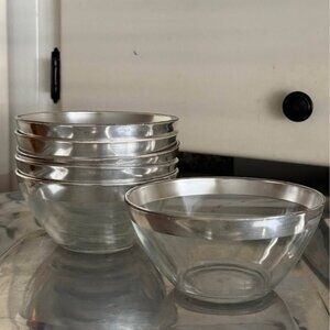 Arcoroc France Silver Rim Medium Bowls (Set of 6)